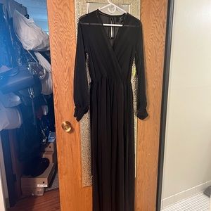 BLACK PARTIALLY SHEER MAXI DRESS BY WINDSOR… SIZE MEDIUM. 61” LONG